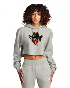 Champion ® Women’s Reverse Weave ® Cropped Cut-Off Hooded Sweatshirt - DTG - Logo 1